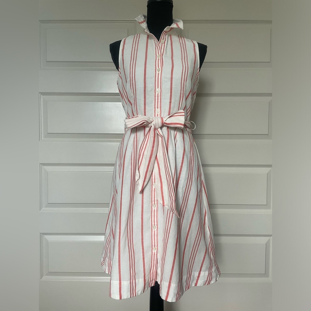 NWOT J. Crew Sleeveless tie-waist shirtdress Sz 2